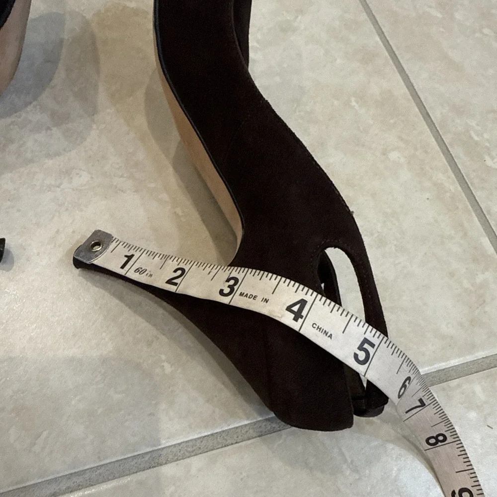 Brian Atwood Womens Brown Suede Open Toe Slingback 3.5" Heels Size 8.5 EU 39 - Picture 5 of 7